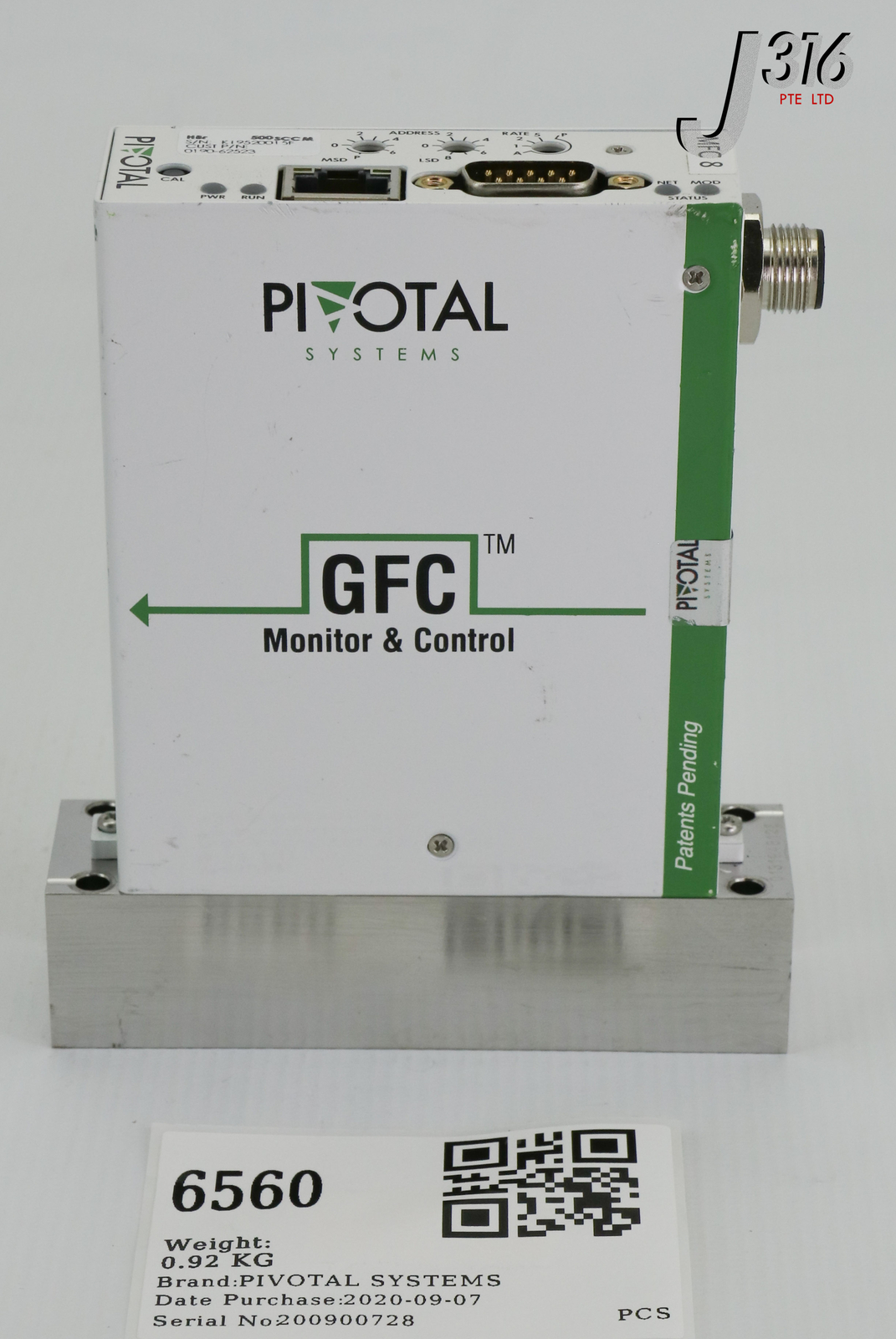 6560 PIVOTAL SYSTEMS GAS FLOW CONTROLLER, AMAT PN: 0190-62523 32-03406