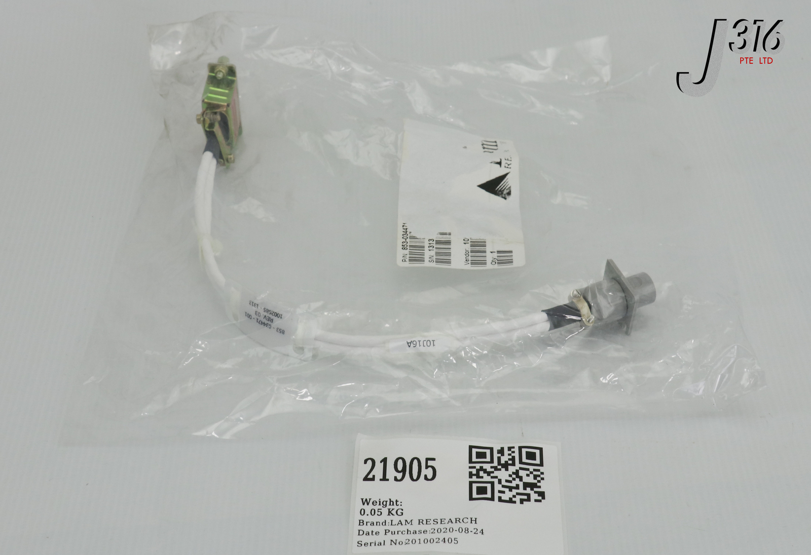 21905 LAM RESEARCH CABLE ASSY, 25CM (NEW) 853-034471-001