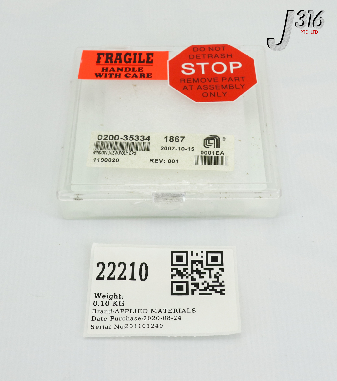 22210 APPLIED MATERIALS WINDOW, VIEW, POLY DPS (NEW) 0200-35334