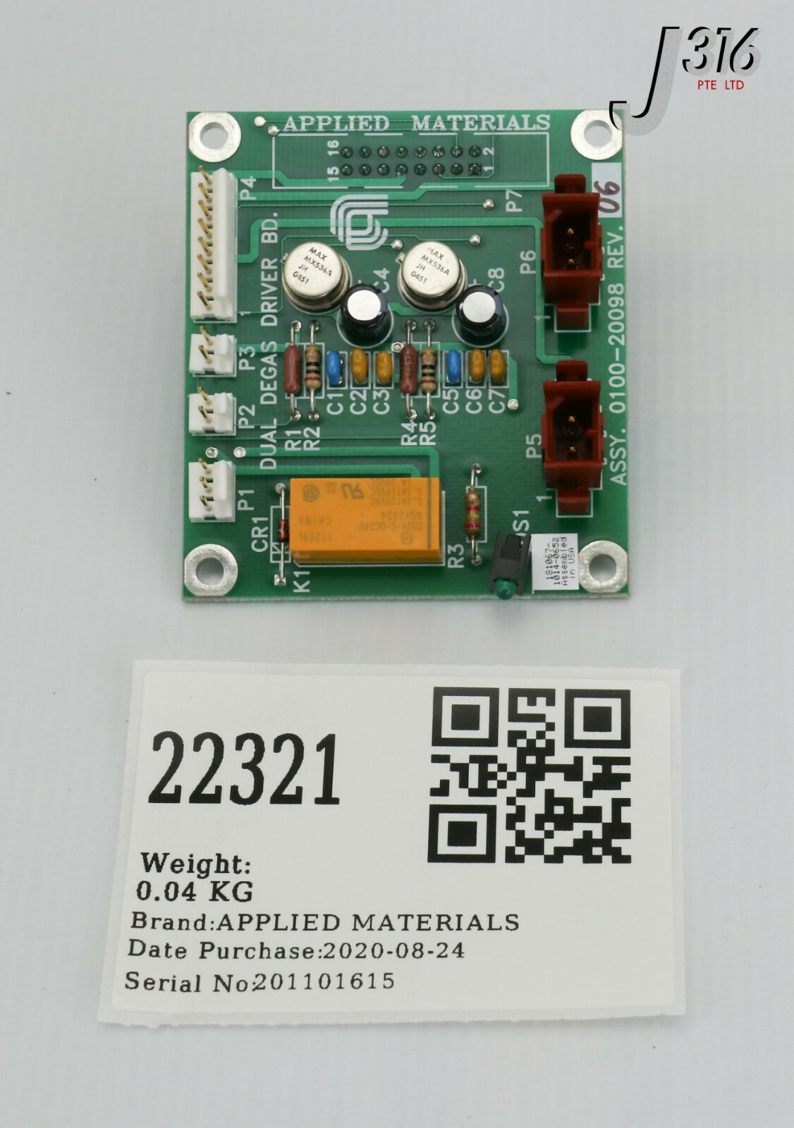 22321 APPLIED MATERIALS ASSY, PCB DUAL DEGAS DRIVER 0100-20098