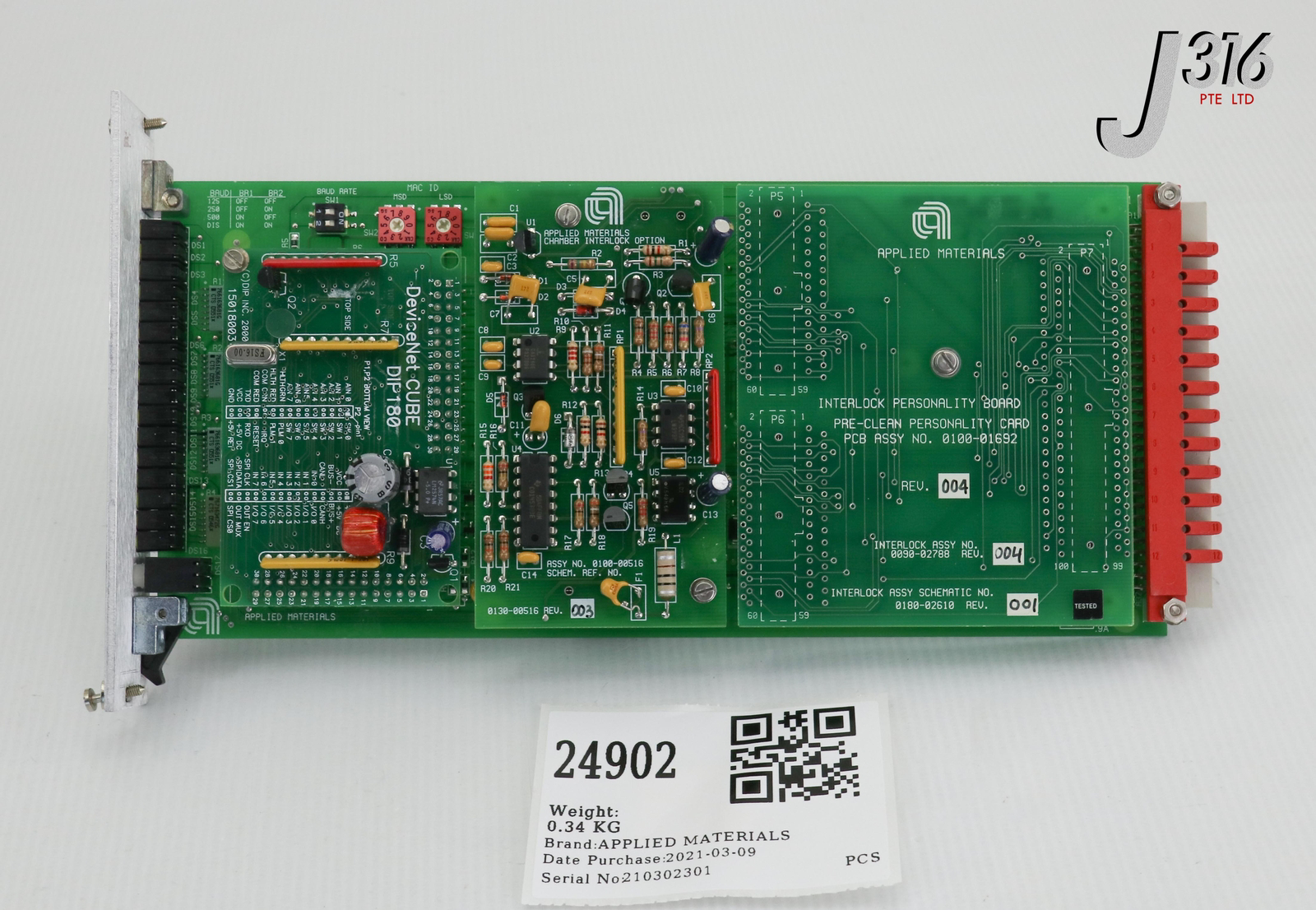 24902 APPLIED MATERIALS PCB, CONFIGURABLE INTLK, 0100-01692 0100-20458
