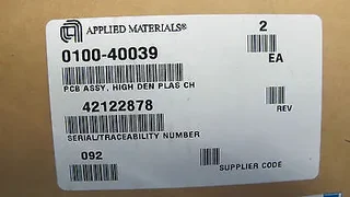 APPLIED MATERIALS P/N 0100-40039 PCB ASSY., HIGH DEN.PLAS.CH.,200MM