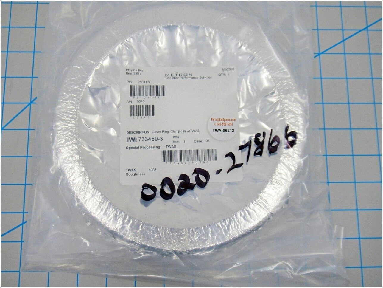 0020-27866 101 PEDESTAL COVER RING CLAMPLESS w/TWAS, 210417C / APPLIED MATERIALS