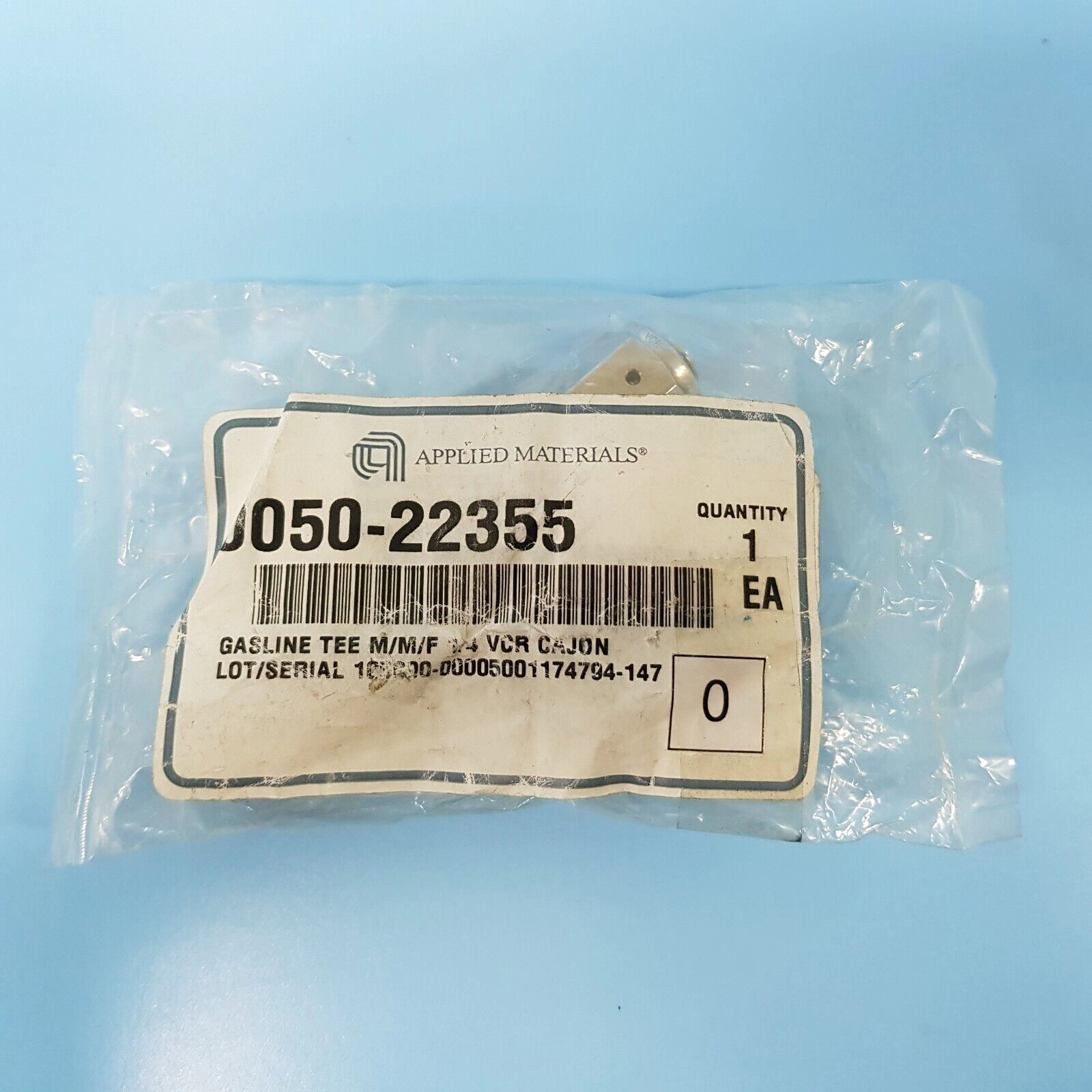 158-0502 AMAT APPLIED 0050-22355 GASLINE TEE M/M/F 1/4 VCR CAJON [NEW]