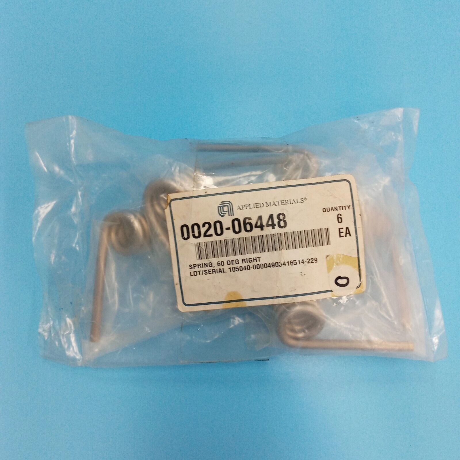 159-0101 AMAT APPLIED 0020-06448 (6pcs) SPRING, 60 DEG RIGHT [NEW]