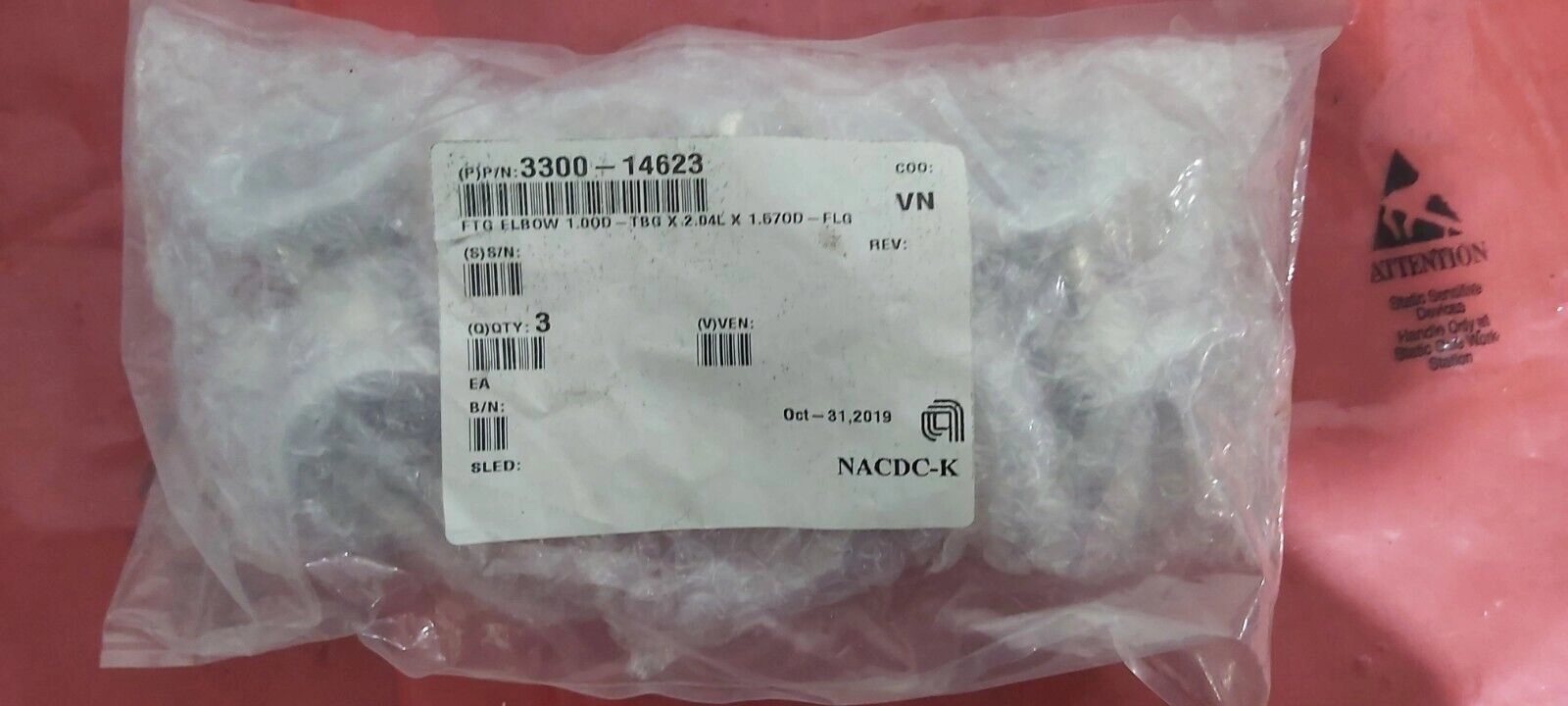 3 x Sealed AMAT APPLIED MATERIALS 3300-14623 FTG Elbow [Make Offer!UPS!]