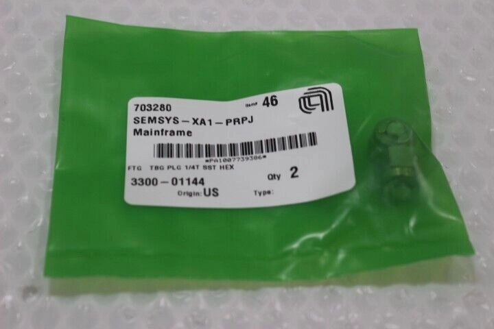 6458  Applied Materials 3300-01144 FTG TBG PLG 1/4T SST HEX