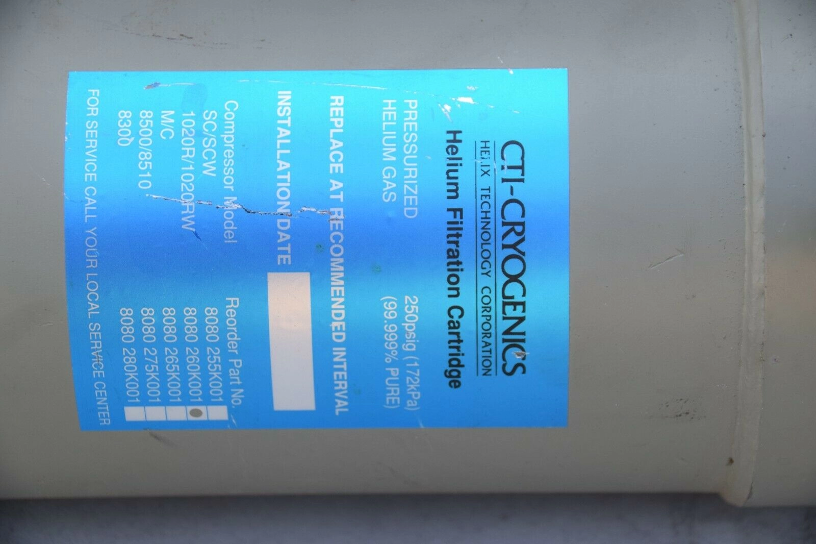 ADSORBER CRYO AIR MEDICAL CTI-CRYOGENICS 8032267GXXX,Helium Adsorber/Filter 