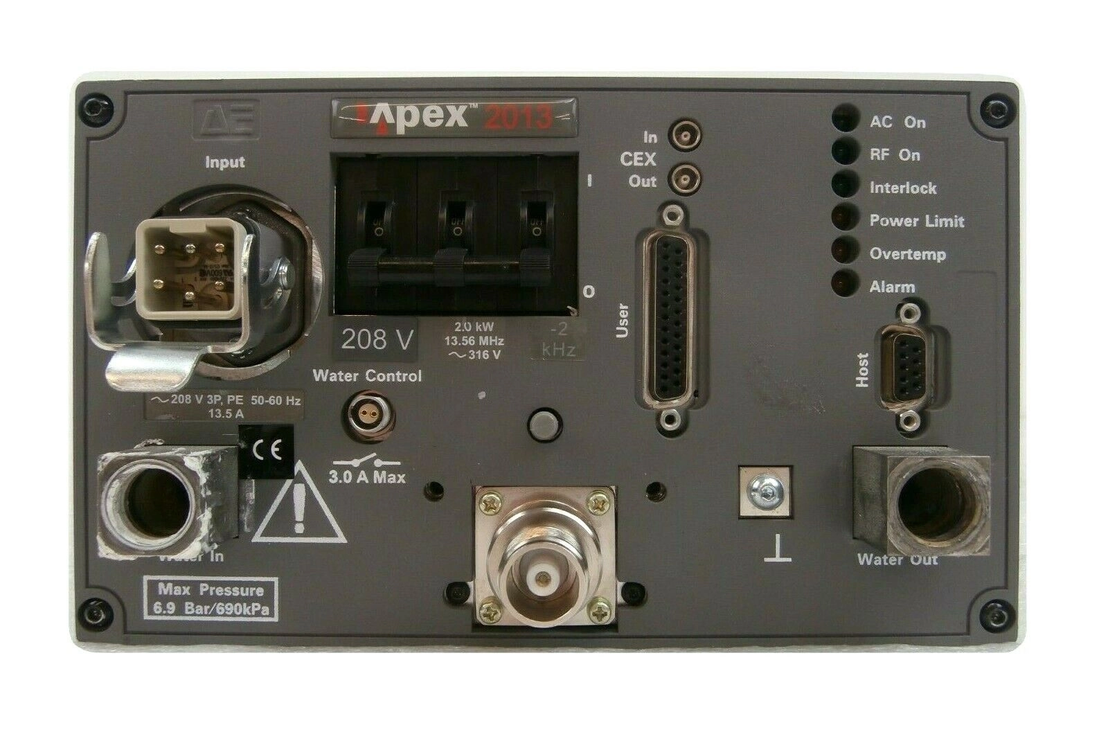 AE Advanced Energy Apex 2013 RF Generator 2.0kW @ 13.56MHz Not Working As-Is