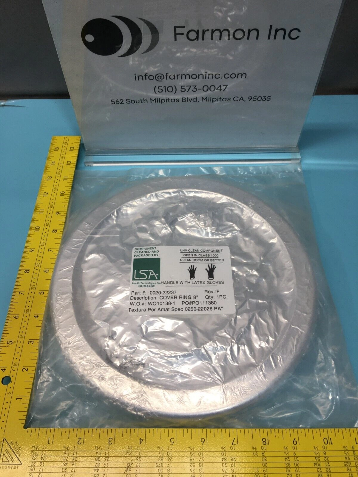 AMAT 0020-22237 COVER RING 8" INCH, 144921