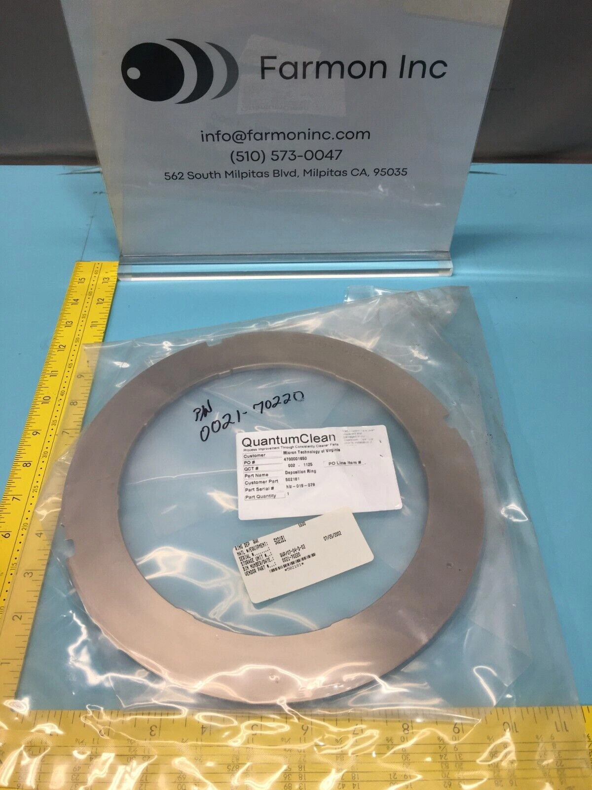 AMAT 0021-70220 Deposition Ring, 8" SNNF, ESC, 9HOT AL, Endura, 502181, 154729