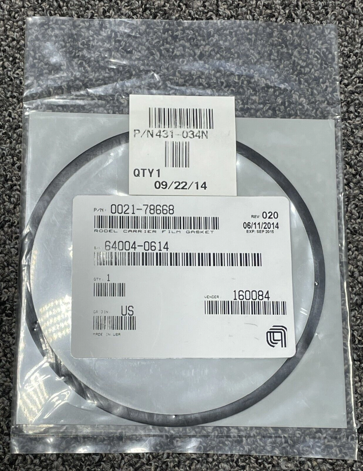 AMAT 0021-78668 Carrier Film Gasket 150MM Titan Head, Applied Materials