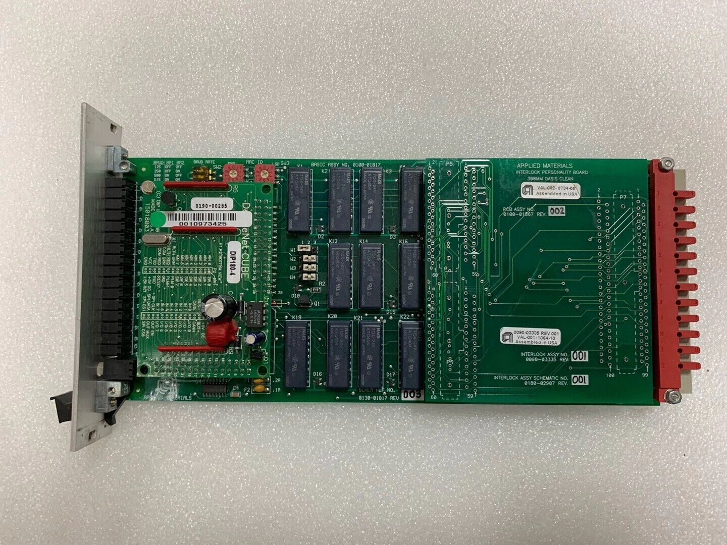 AMAT 0100-01817, 0100-01867, 0090-03335 ELEC ASSY CHAMBER INTERLOCK BOARD 300MM