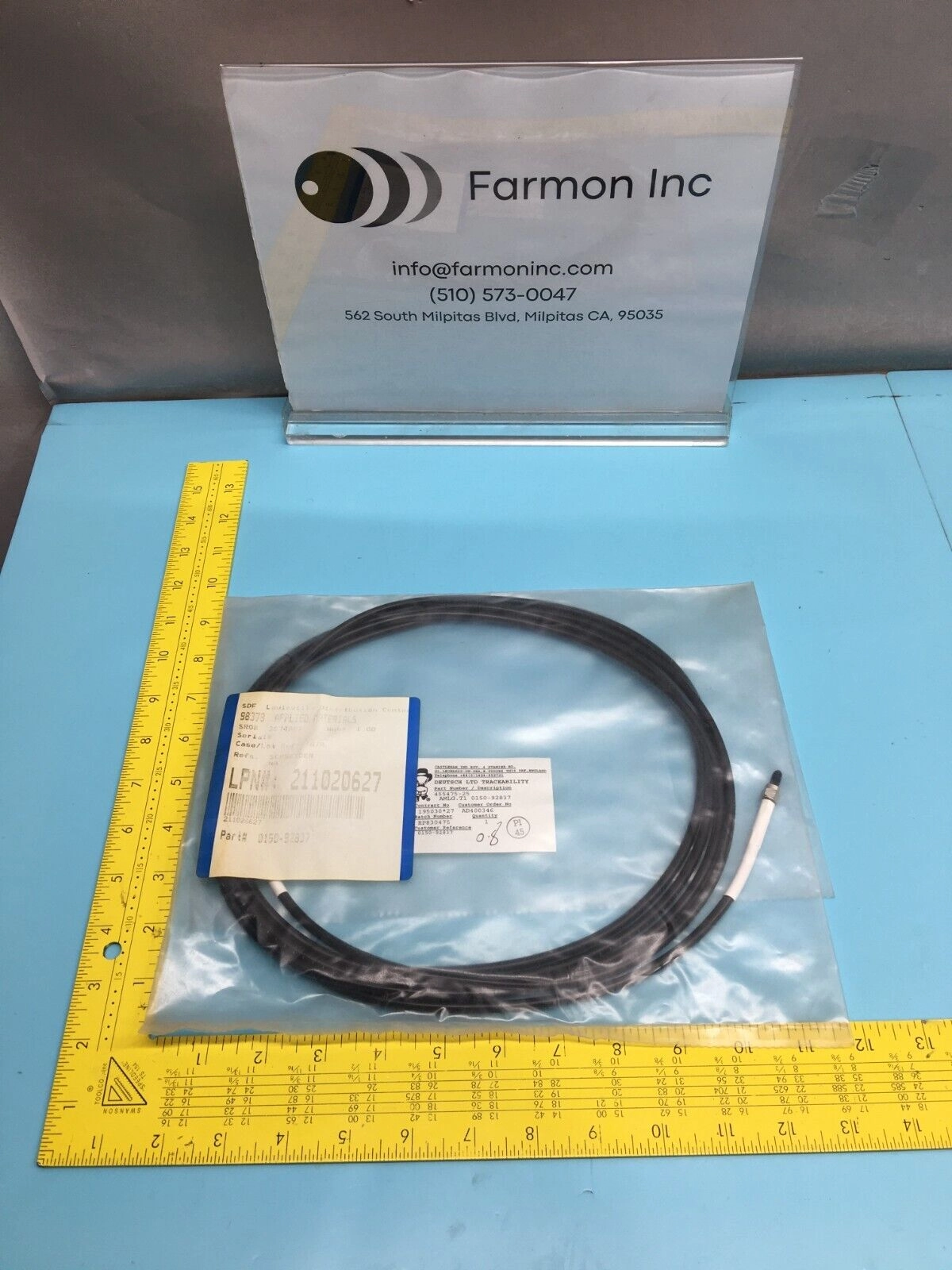 AMAT 0150-92837 F/O, T1, 3250MM, X10A. C. RX/X30H, FIBER OPTIC CABLE, 147065