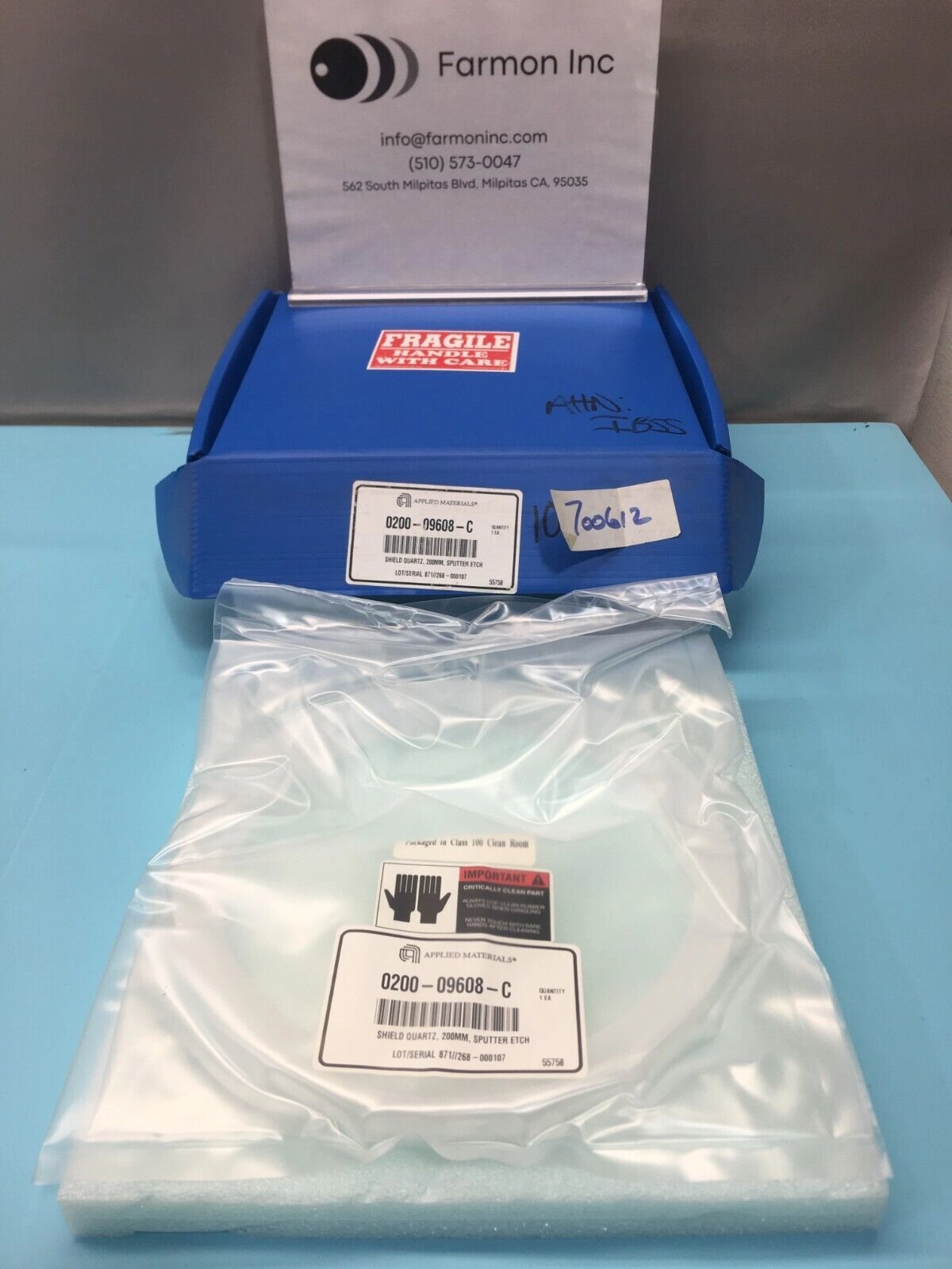 AMAT 0200-09608 Shield Quartz, 200mm, Sputter Etch, 160673