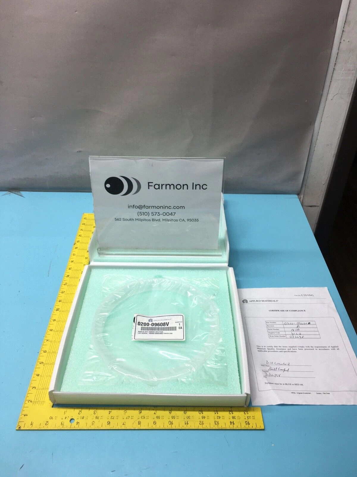 AMAT 0200-09608V Shield Quartz, 200mm, Sputter Etch, 0200-09608, 161450