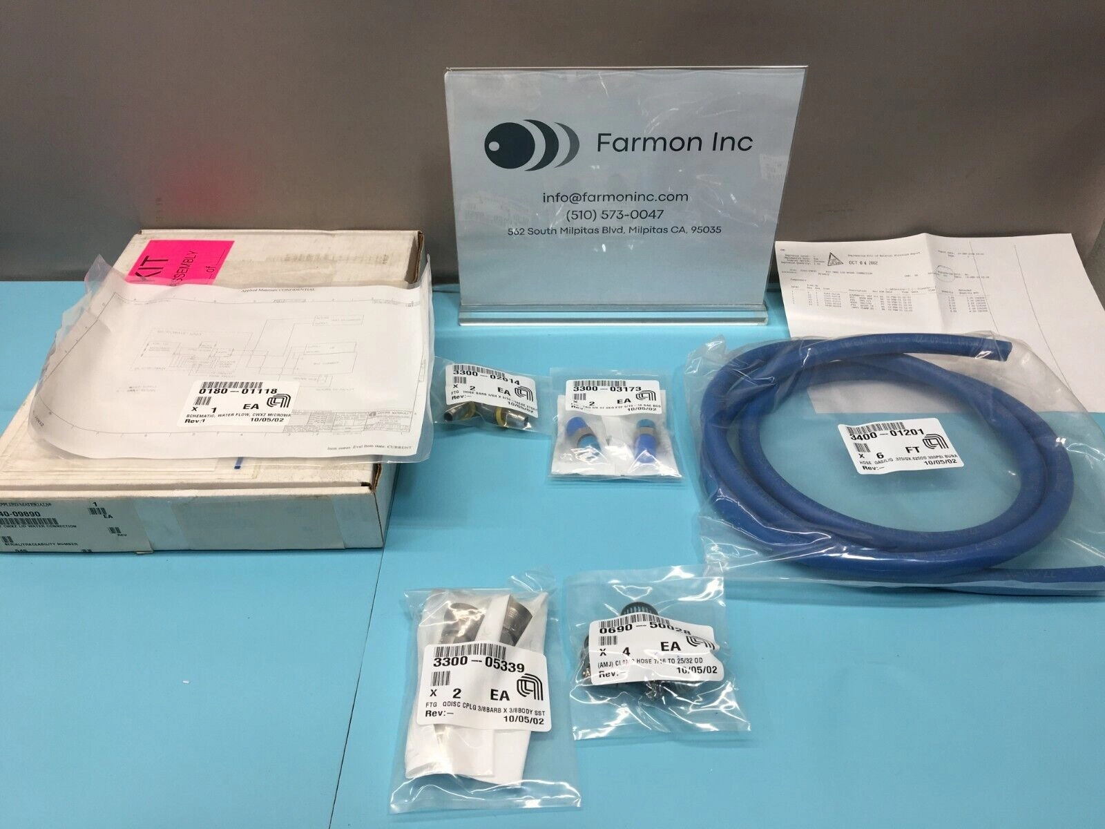 AMAT 0240-09890 Kit CWXZ Lid Water Connection, 0180-01118, 3300-02614, 159509