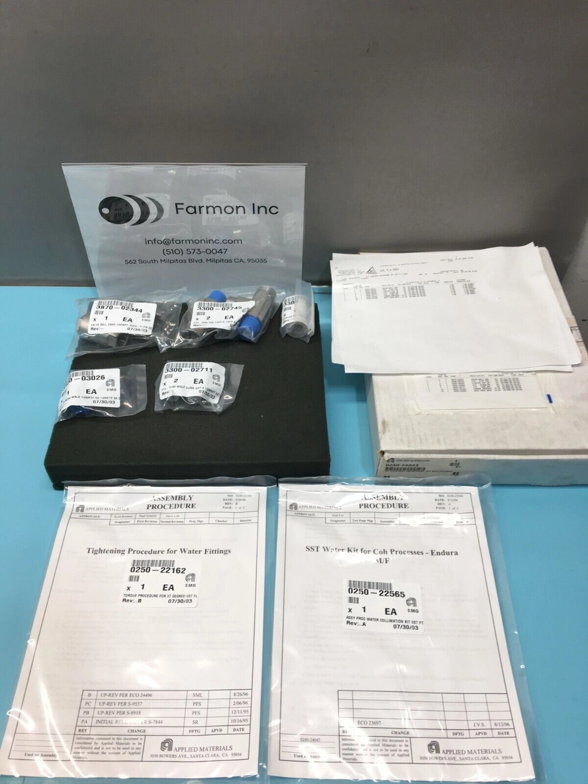 AMAT 0240-24043 Kit Coherent Mainframe SST WTR Fittings, 3870-02344, 135958