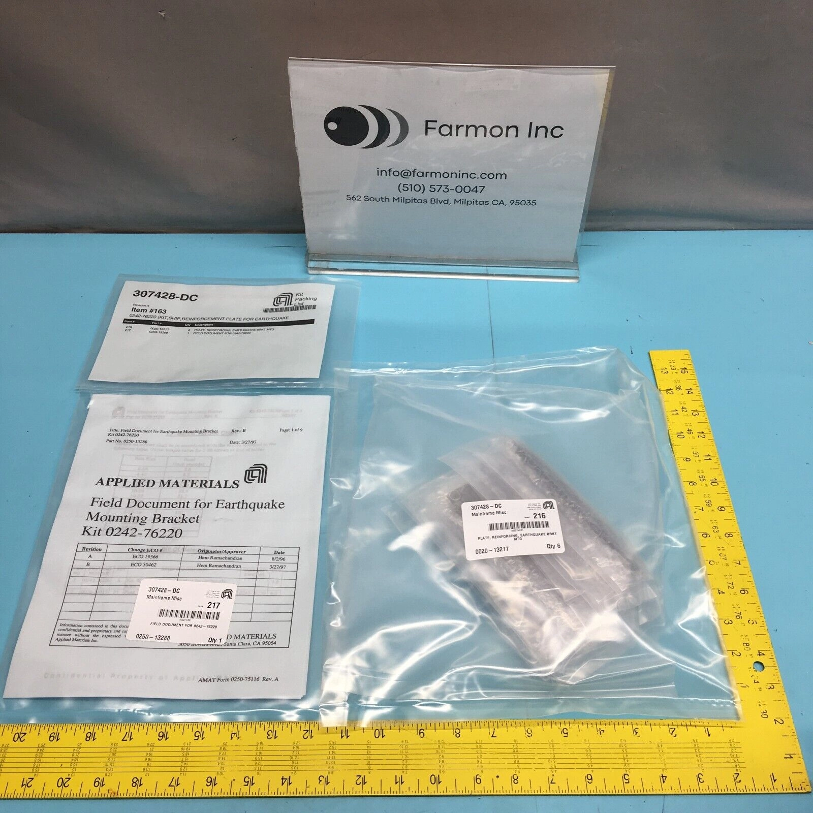 AMAT 0242-76220 KIT, SHIP, REINFORCEMENT PLATE FOR EARTHQUAKE, 155855