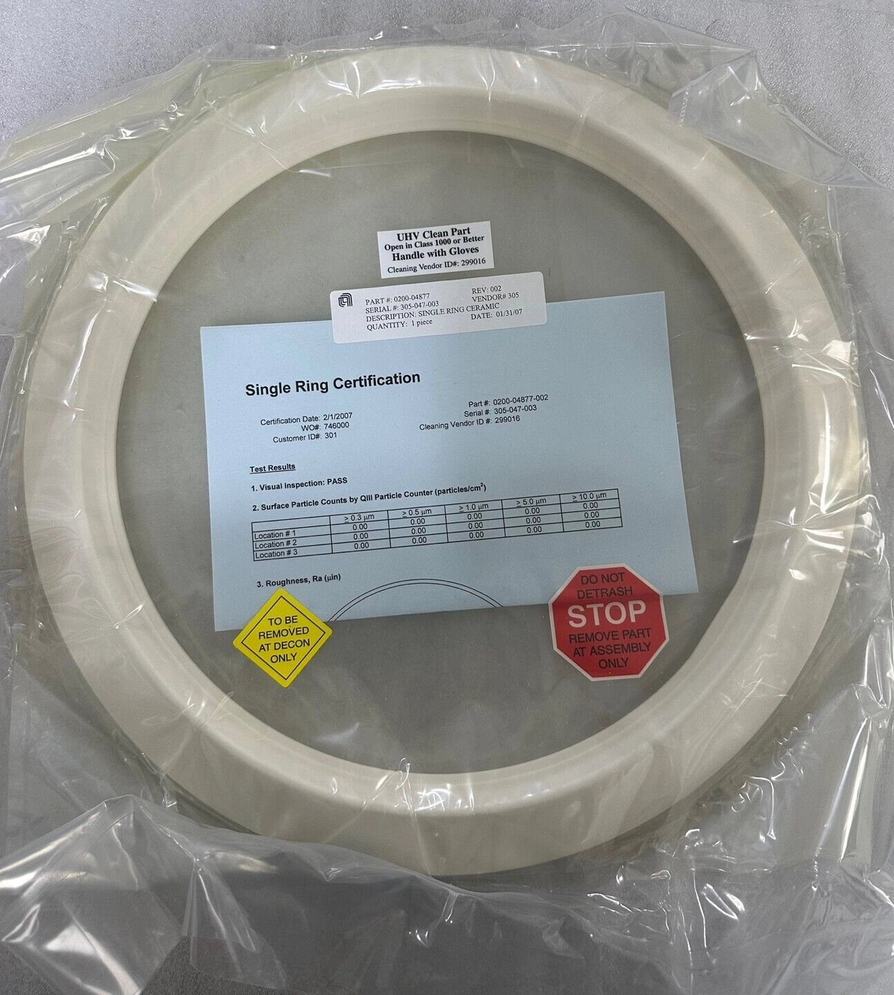 AMAT APPLIED MATERIALS 0200-04877 SINGLE RING CERAMIC