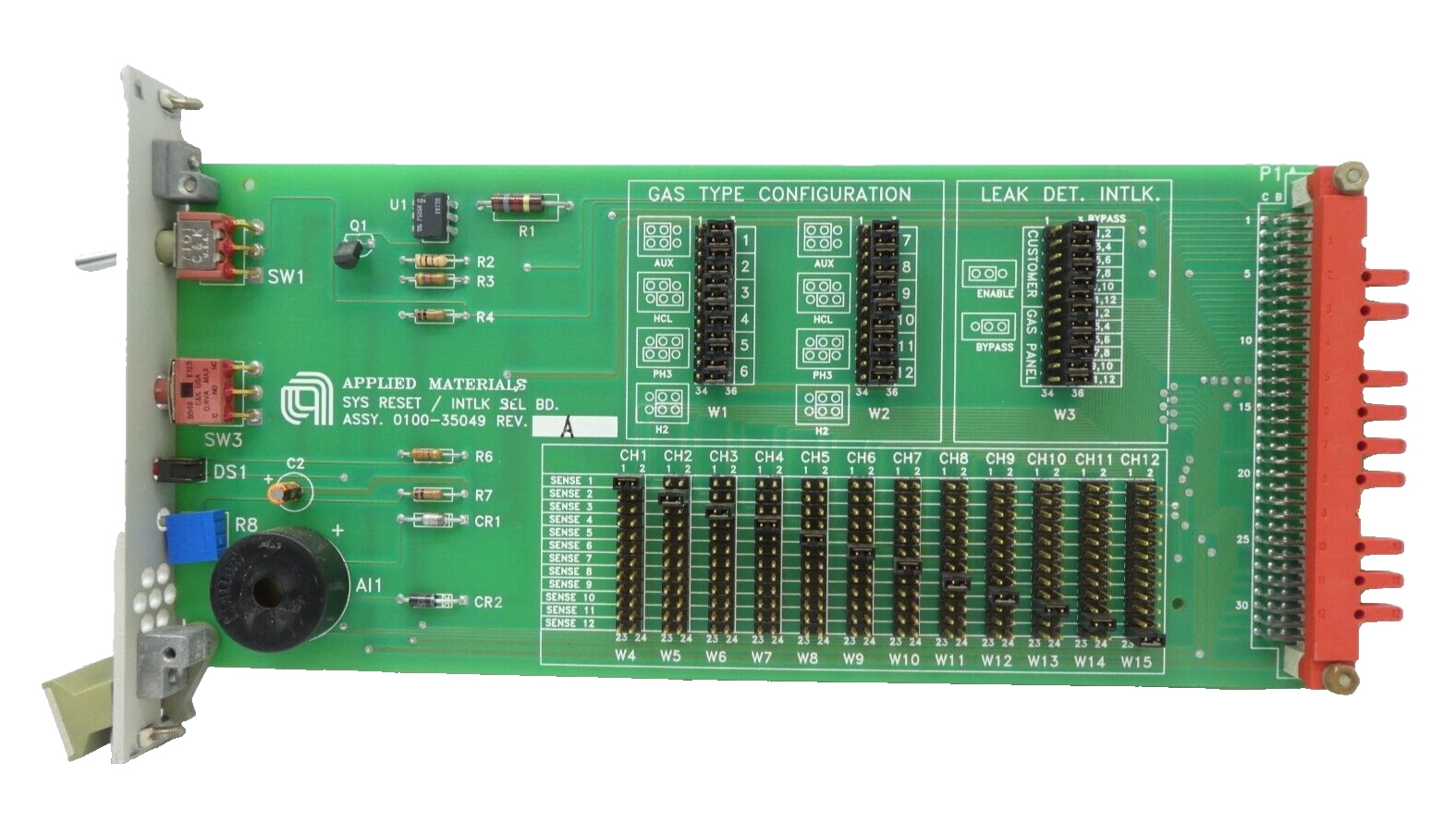 AMAT Applied Materials 0100-35049 System Reset/Interlock Select PCB Card Working