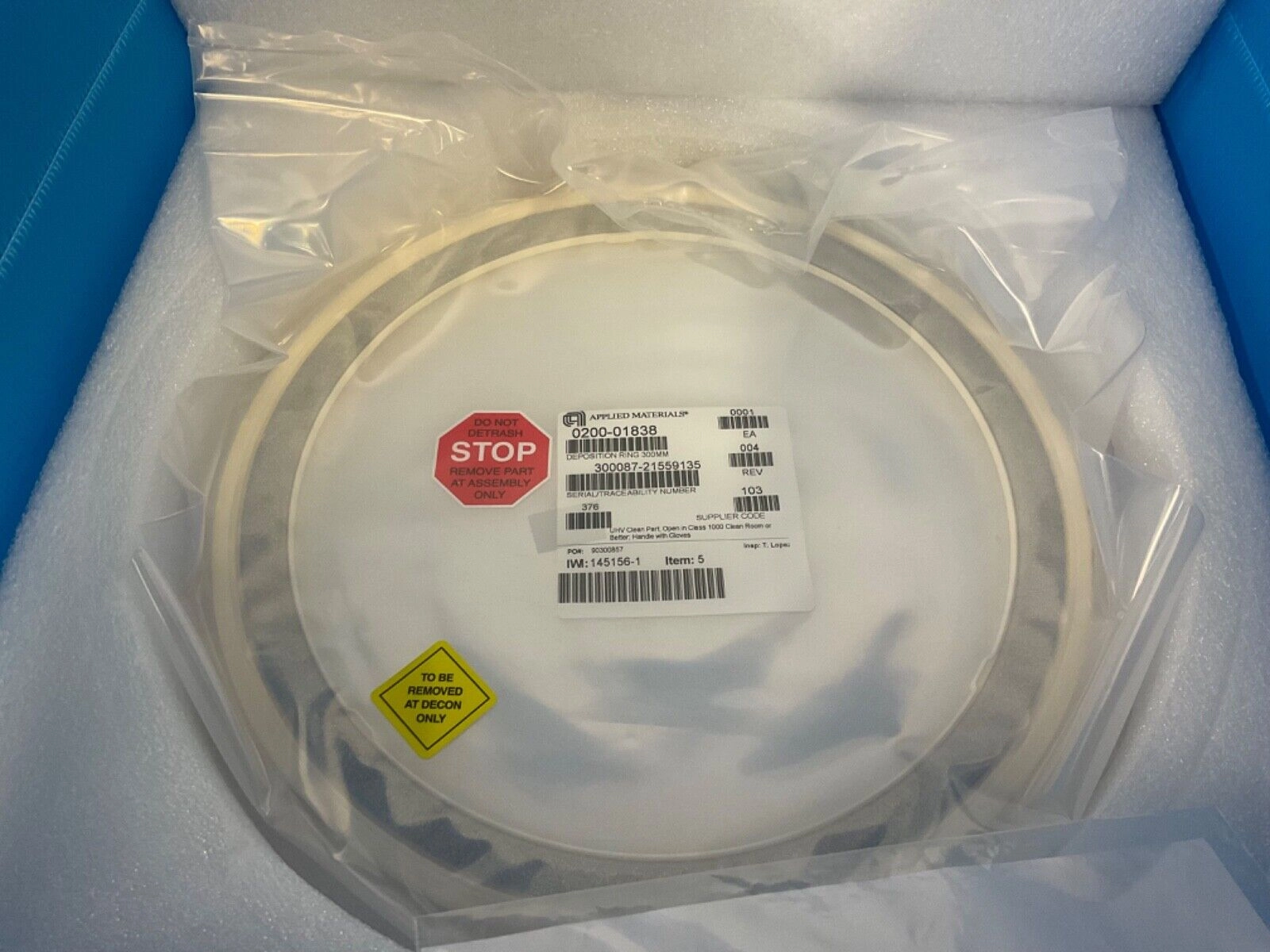 Applied Materials 0200-01838 Deposition Ring 300MM SIP TA