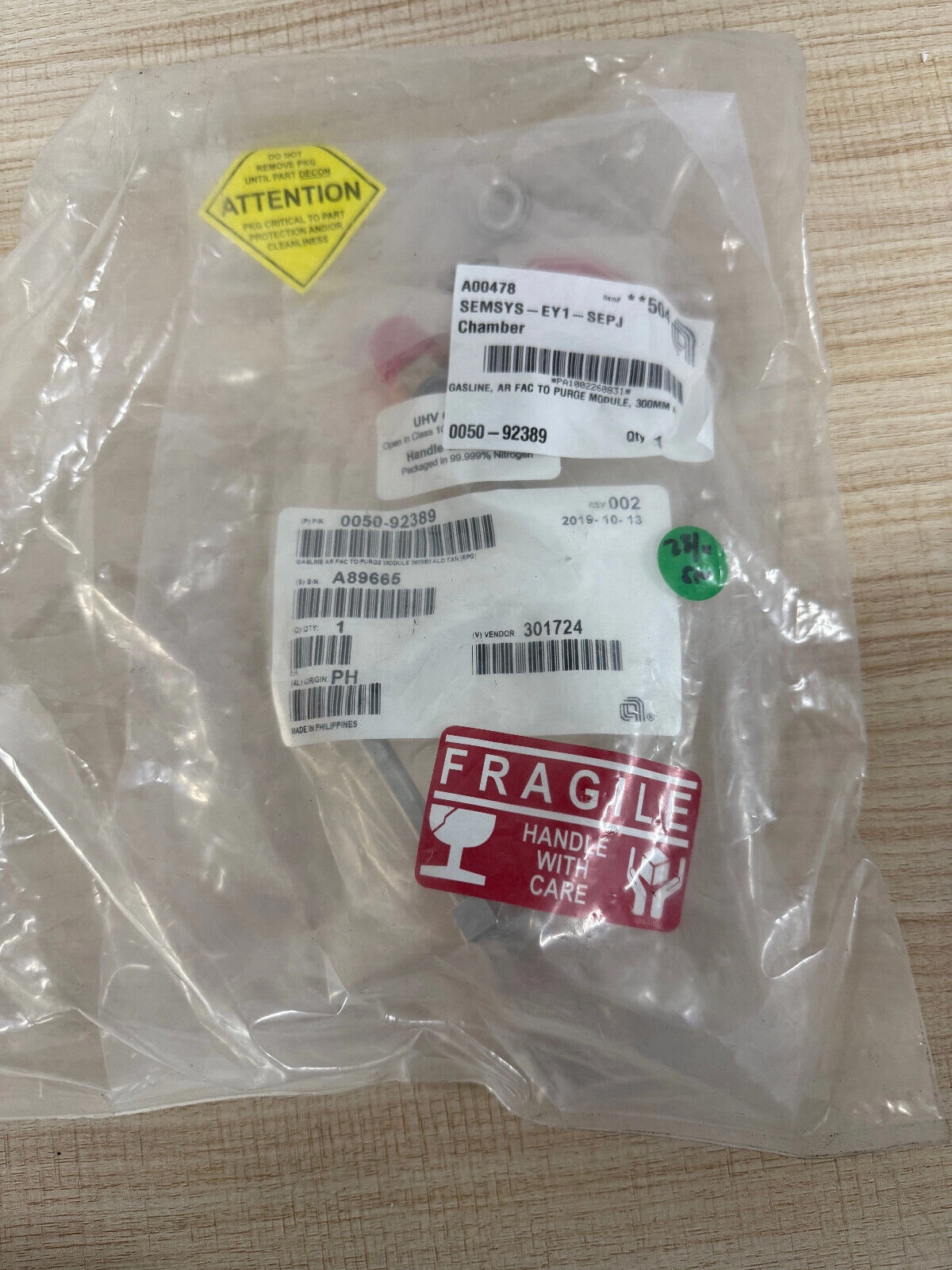 Applied Materials AMAT 0050-92389 GASLINE,AR FAC TO PURGE MODULE,300MM A