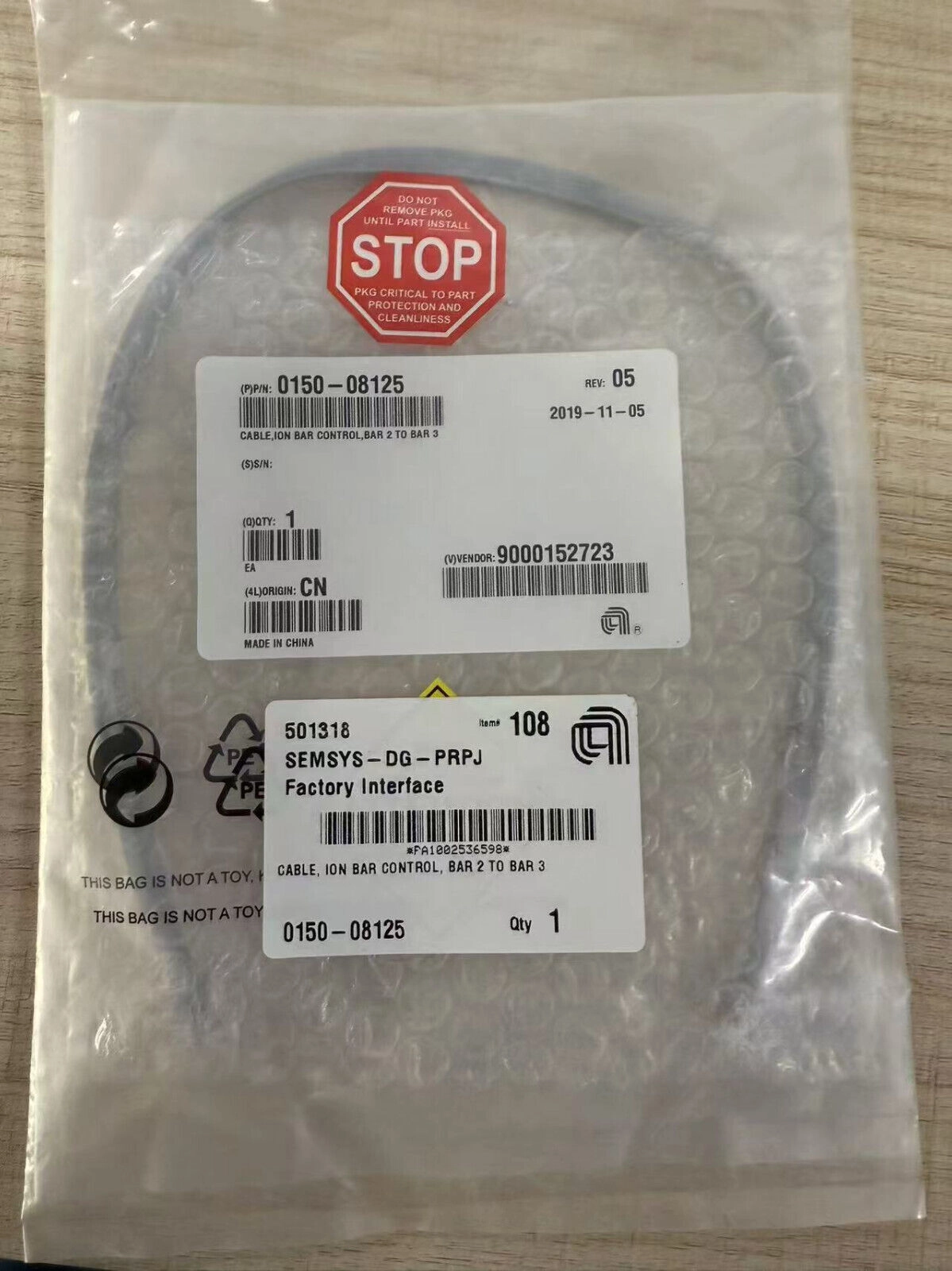 Applied Materials AMAT 0150-08125 CABLE,ION BAR CONTROL,BAR 2 TO BAR 3