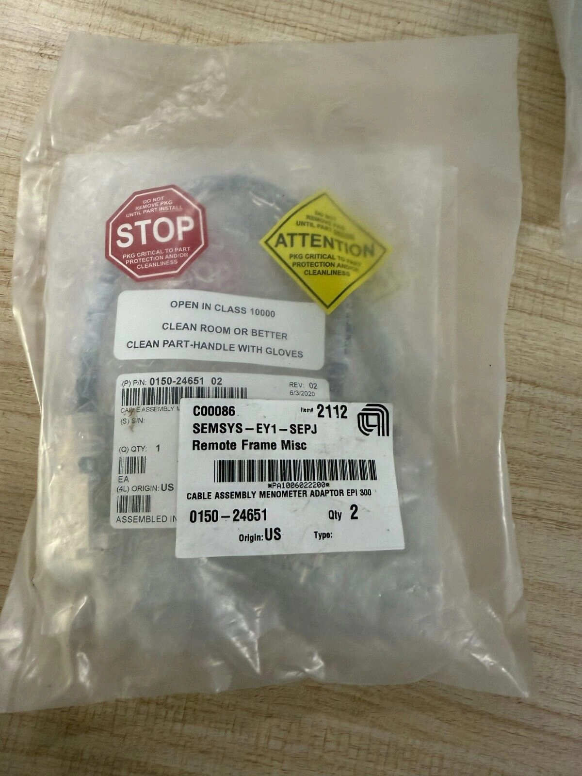 Applied Materials AMAT 0150-24651 CABLE ASSEMBLY MENOMETER ADAPTOR EPI 300,NEW