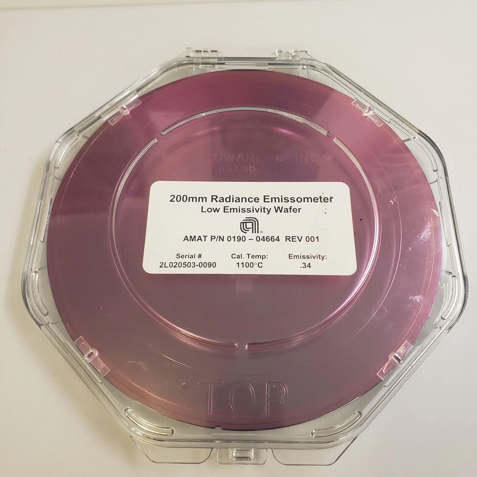 Applied Materials: AMAT 0190-04664 001 8" 200mm Radiance Emissometer LOW-E WAFER