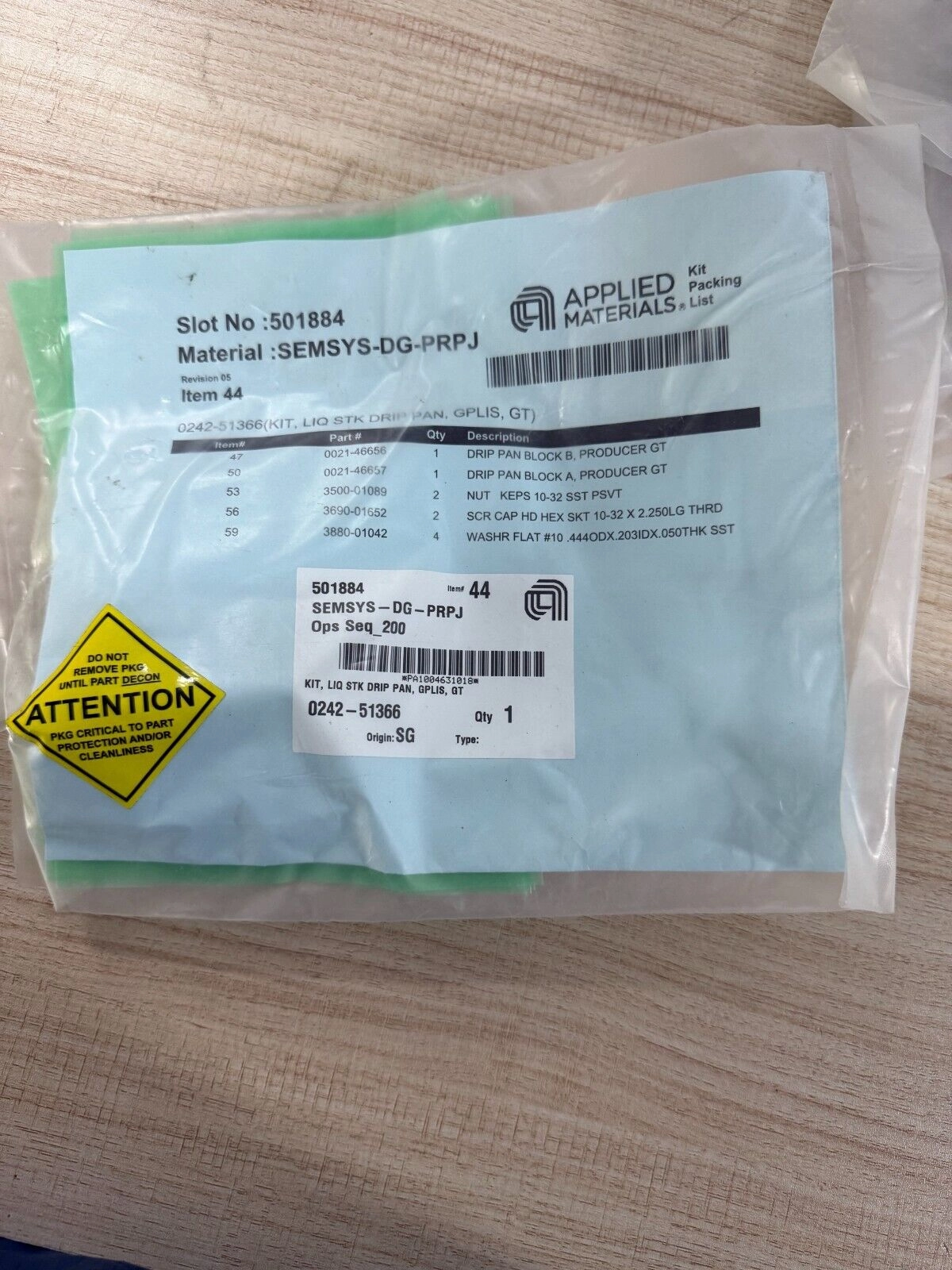 Applied Materials AMAT 0242-51366 KIT,LIG STK DRIP PAN,GPLIS,GT,,NEW