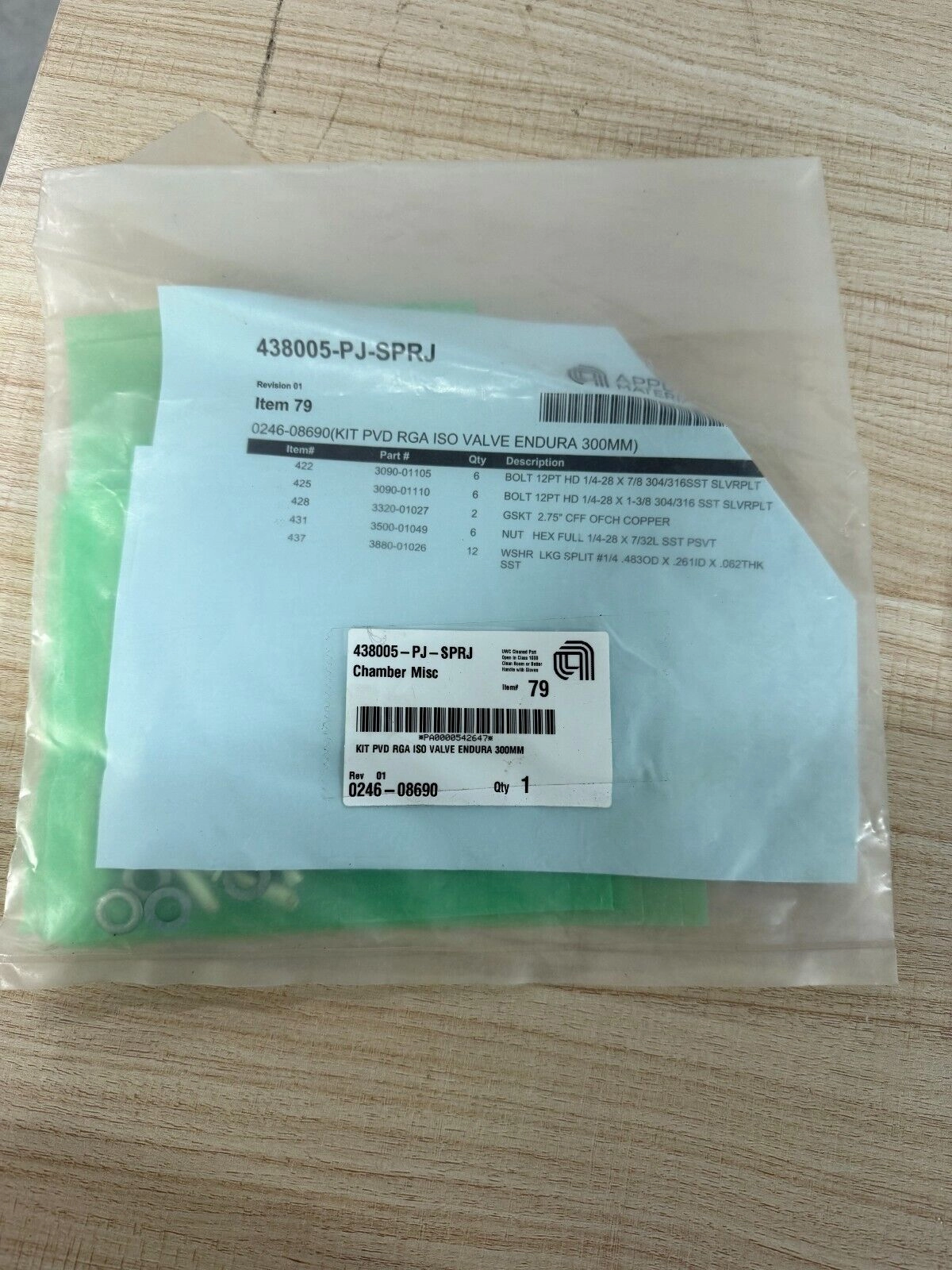 Applied Materials AMAT 0246-08690 KIT PVD RGA ISO VALVE ENDURA 300MM,NEW