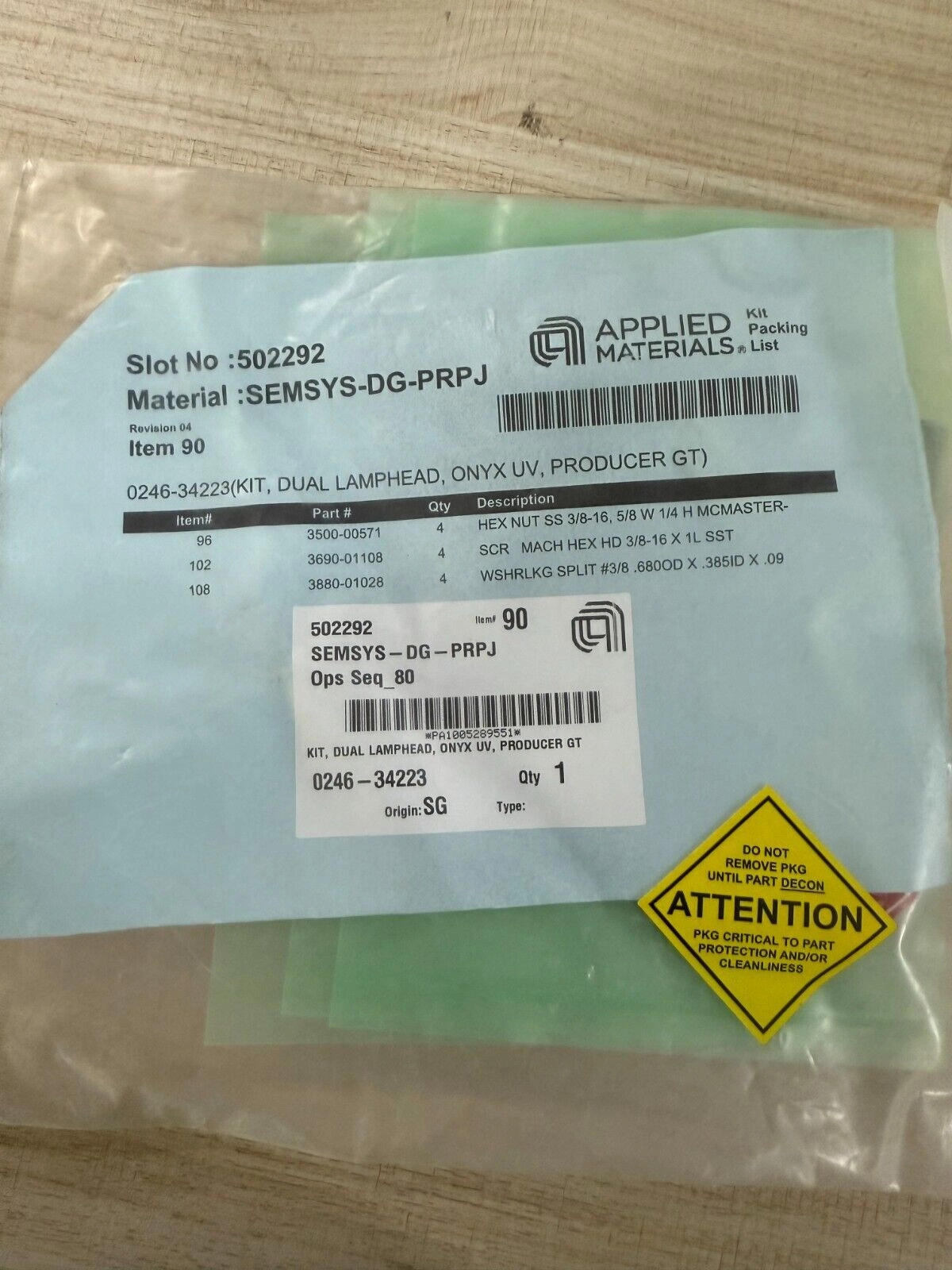 Applied Materials AMAT 0246-34223 KIT,DUAL LAMPHEAD,ONYX UV,PRODUCER GT,NEW