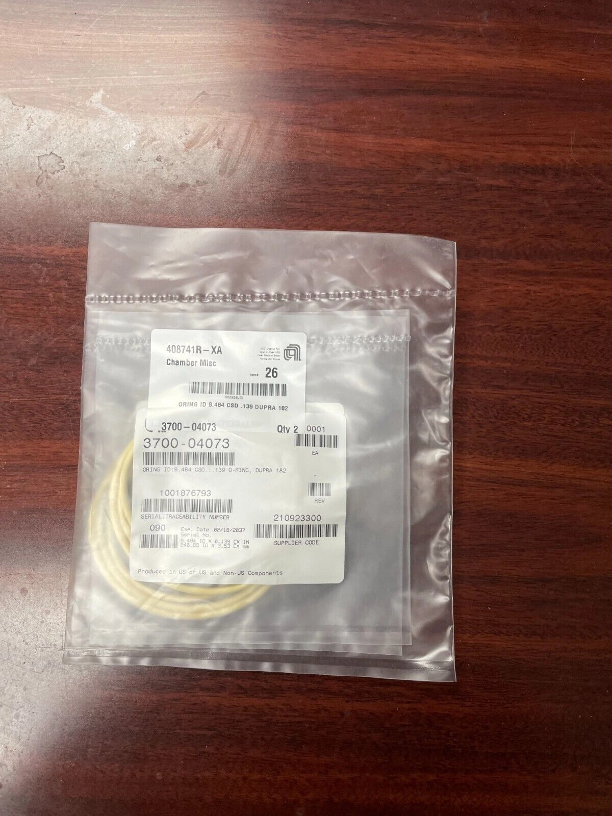 Applied Materials AMAT 3700-04073 ORing, ID: 9.484, CSD: .139 DUPRA 182, (NEW)x2