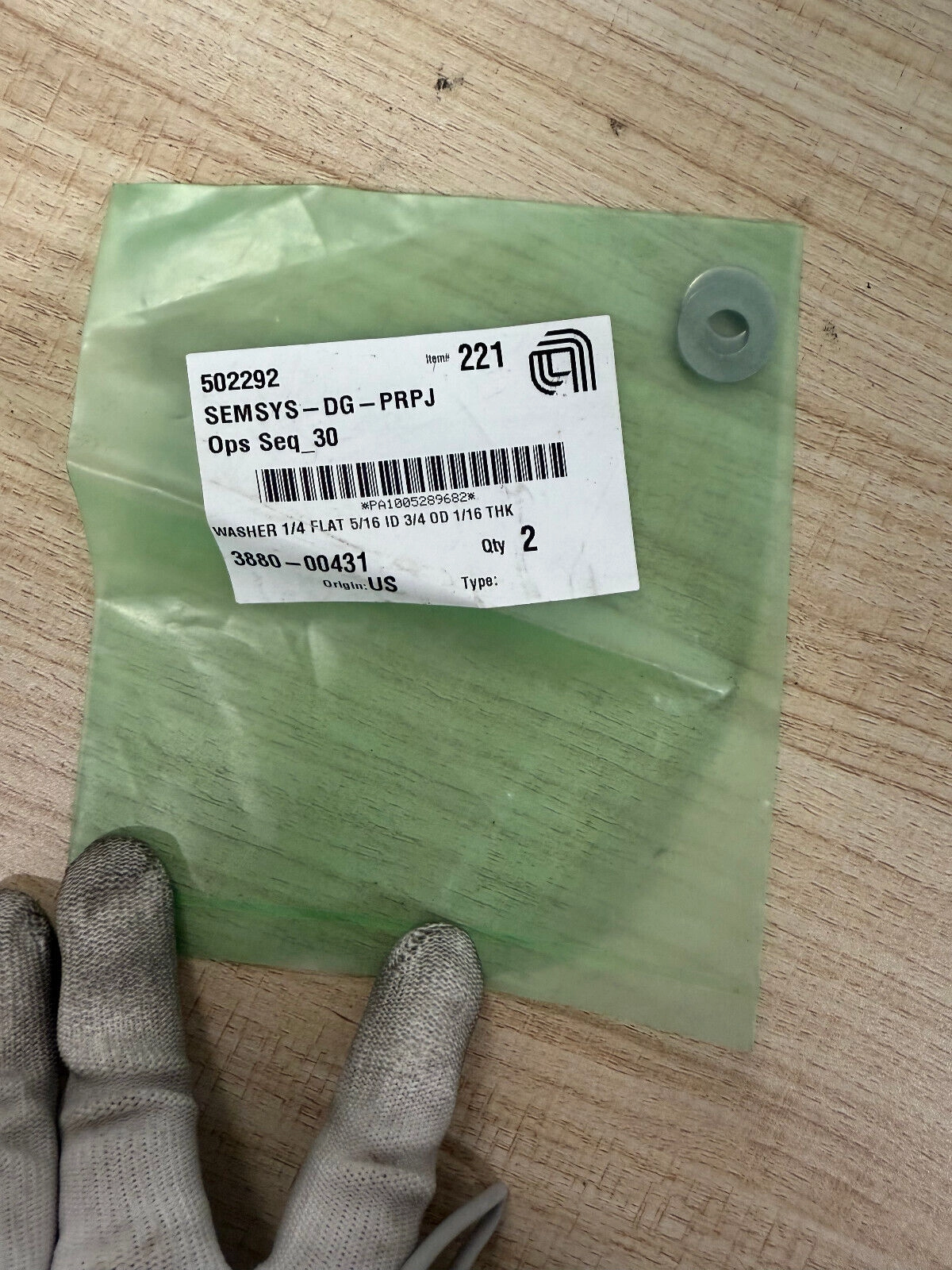 Applied Materials AMAT 3880-00431 WASHER 1/4 FLAT 5/16 ID 3/4 OD 1/16 THK(Qty:2)