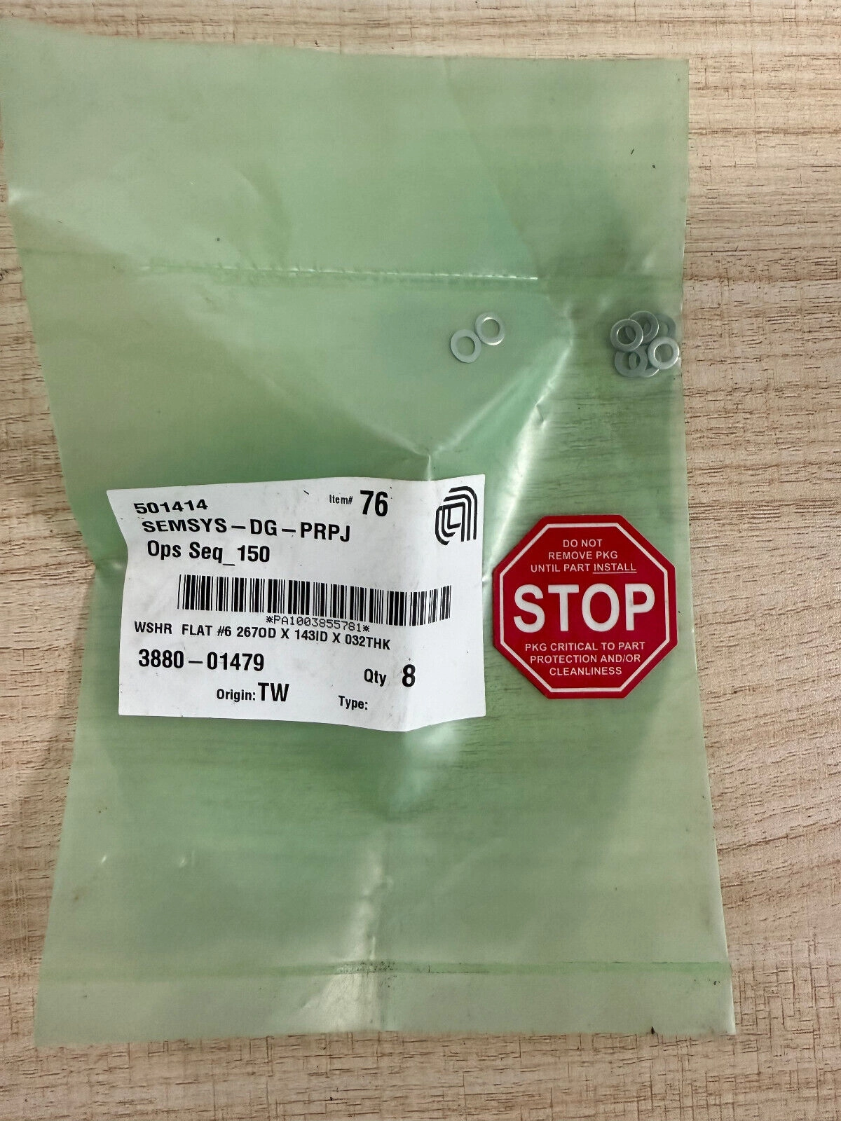 Applied Materials AMAT 3880-01479 WSHR FLAT #6 2670D X 143ID X 032THK(Qty 8)