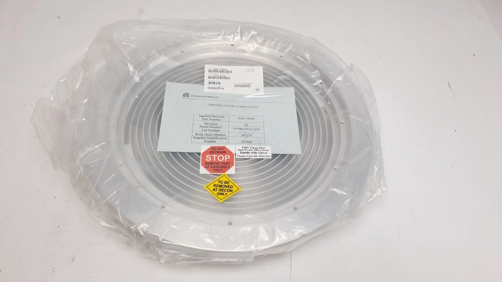 Applied Materials Showerhead, Spiral ALD 300MM, P/N: 0041-78908, Rev. 03, New