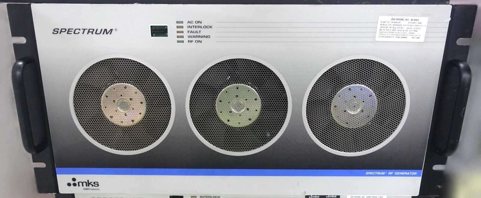 ENI MKS SPECTRUM B-9002-01 9kW AMAT 0190-29586 R RF GENERATOR 1.8-2.17MHz