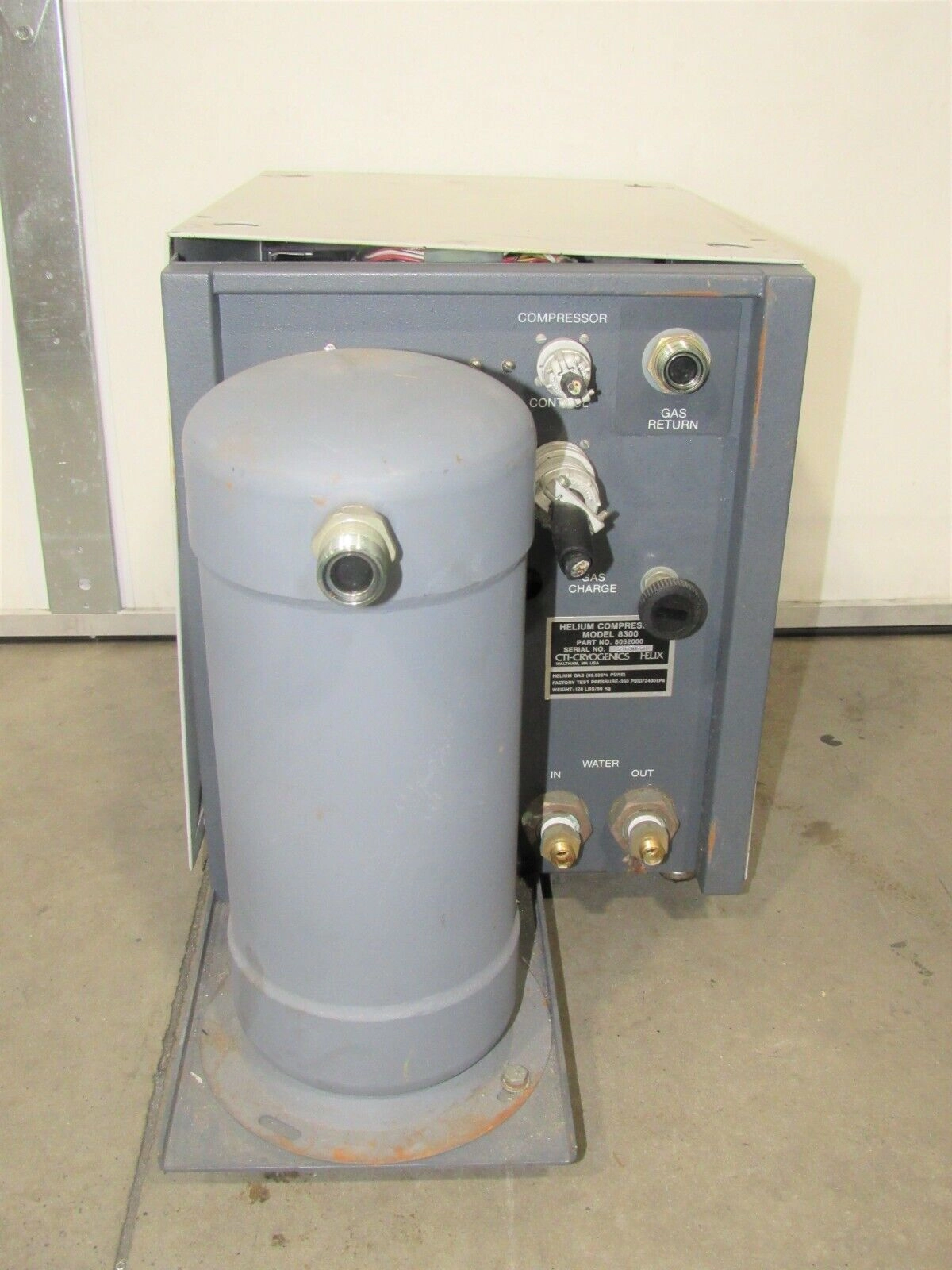 Helix CTI-Cryogenics 8300 Water Cooled Helium Compressor P/N 8052000 w/ Absorber