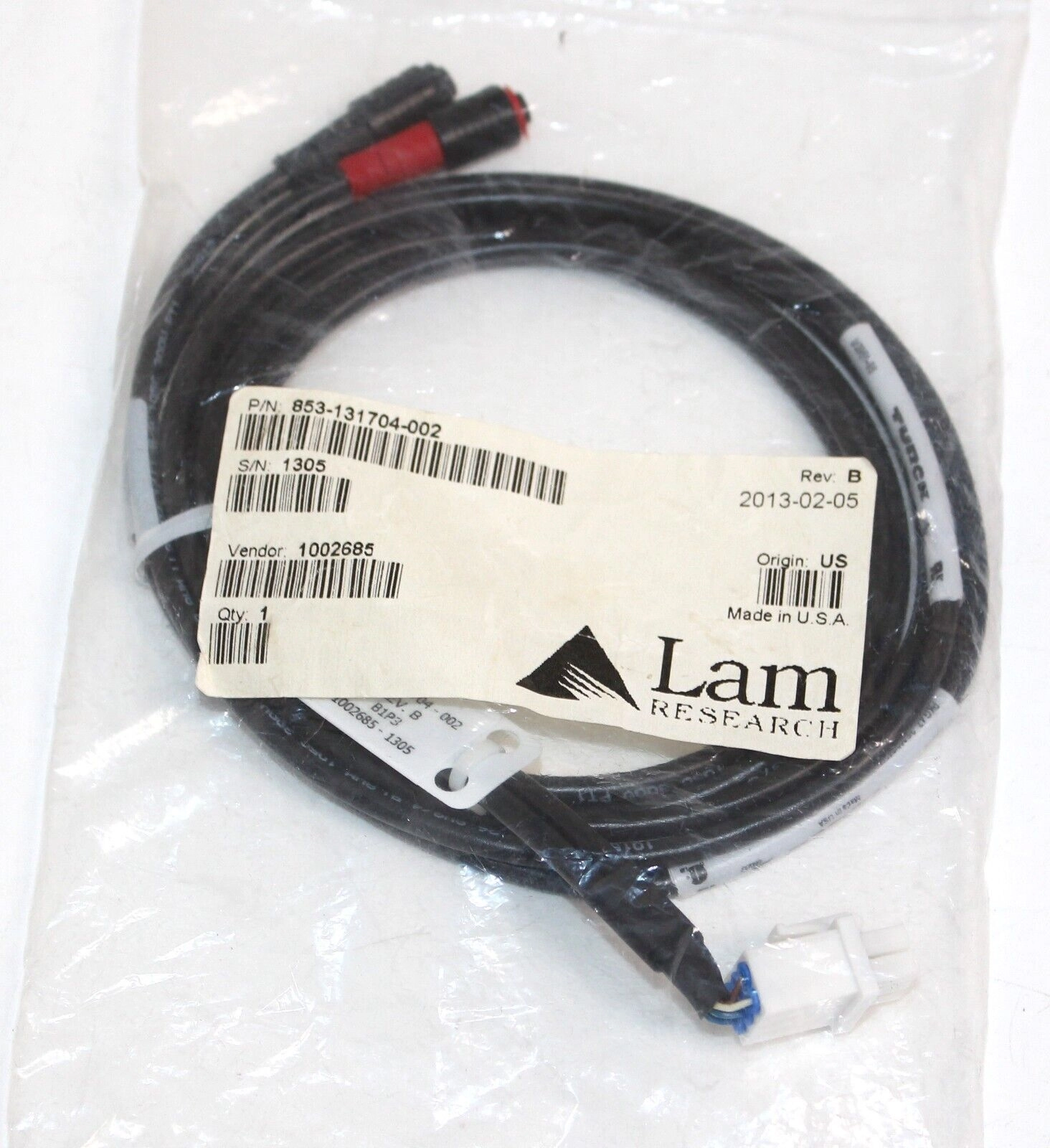 Lam Research LAM 853-131704-002 P1 LEAK ALM CABLE