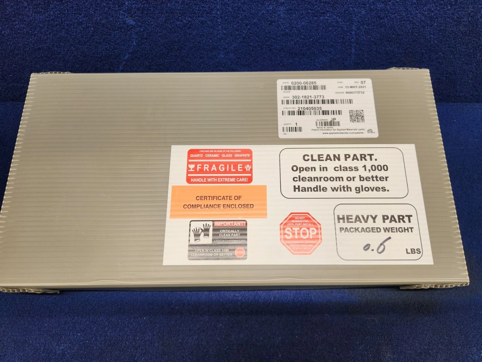 NEW APPLIED MATERIALS CERAMIC ROBOT BLADE P/N: 0200-06285 REV. 07 AMAT