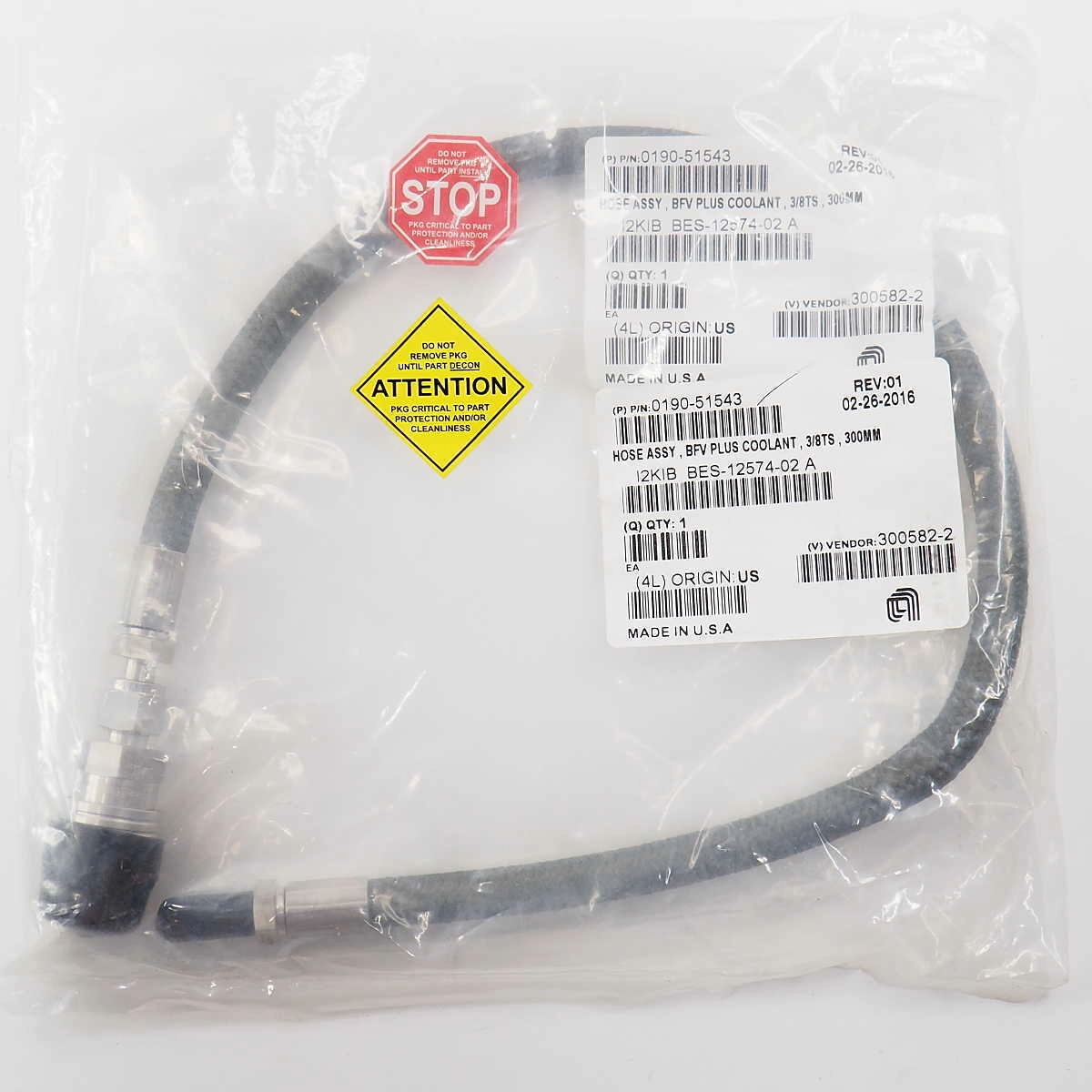 NEW Applied Materials/AMAT 0190-51543 HOSE ASSY, BFV PLUS COOLANT, 3/8TS, 300mm