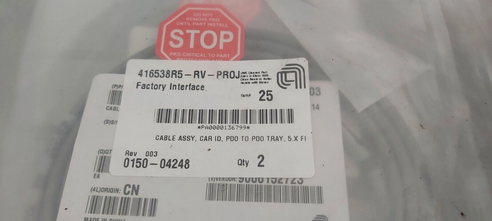 SEALED AMAT APPLIED MATERIALS 0150-04248 PDO CABLE ASSY Make Offer!