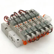 12 SMC SY114-5MOU Solenoid Valves on Bar Stock Manifold LAM 772-801282-001