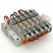 12 SMC SY114-5MOU Solenoid Valves on Bar Stock Manifold LAM 772-801282-001
