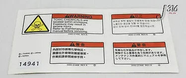 14941 APPLIED MATERIALS LABEL, WARNING TOXIC CHEMICALS, NEW 0060-21468