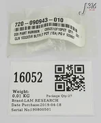 16052 LAM RESEARCH SCREW, #10-32 X .500 LG, FLAT HD (NEW) 720-090943-010