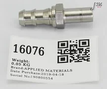 16076 APPLIED MATERIALS FTGTBG ADPTR 1/2T X 3/8H-BARB SST 3300-05093