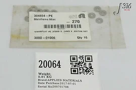 20064 APPLIED MATERIALS WSHRFLAT #6 .375OD X .149ID X .031THK (NEW) 3880-01006