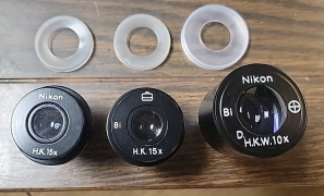3 NIKON Japan 2 H.K.15X  1 H.K.W.10x EYEPIECES Lot 